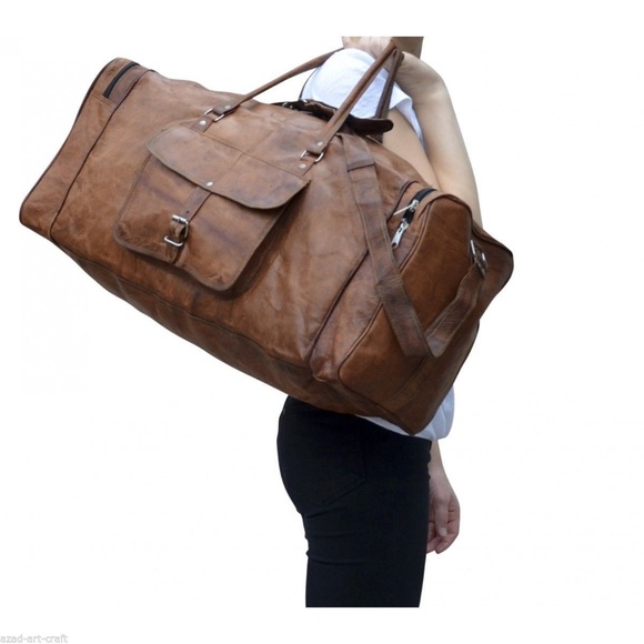 Other - Men's Square Overnight Leather Duffle Bag